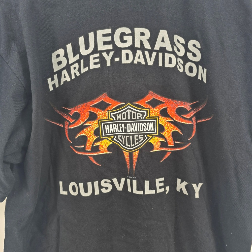 Vintage 2004 Harley Davidson Bluegrass Louisville KY T-Shirt Black Large USA - Picture 3 of 5